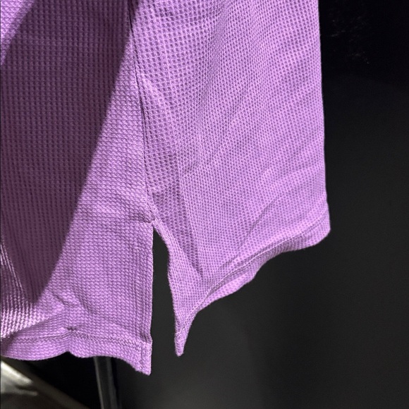 Karen Scott Waffle Knit,loose turtle neck,long sleeve,slit side,top,plum rosette - Picture 4 of 8